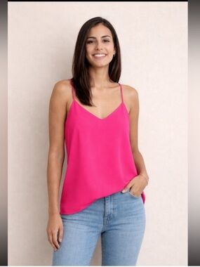 Express Bright Pink Reversible V-Neck Spaghetti Strap Camisole | Size Small